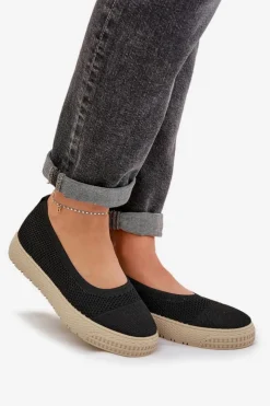 Damskie Evento Damskie Tenisówki Slip-on Na Platformie Czarne Pimadea