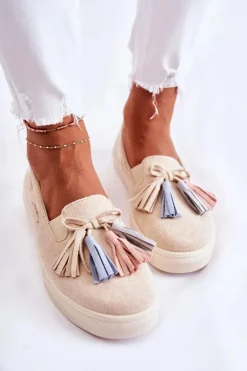 Boto Trampki Damskie Slip-On*Damskie Tenisówki Trampki Slip-On Beżowe Venira