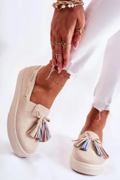 Boto Trampki Damskie Slip-On*Damskie Tenisówki Trampki Slip-On Beżowe Venira