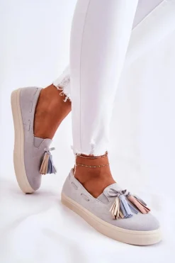 New Boto Damskie Tenisówki Trampki Slip-On Szare Venira