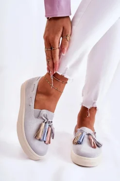 New Boto Damskie Tenisówki Trampki Slip-On Szare Venira