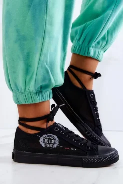 Outlet Big Star Shoes Damskie Tenisówki Trampki BIG STAR JJ274A256 Czarne Czarny