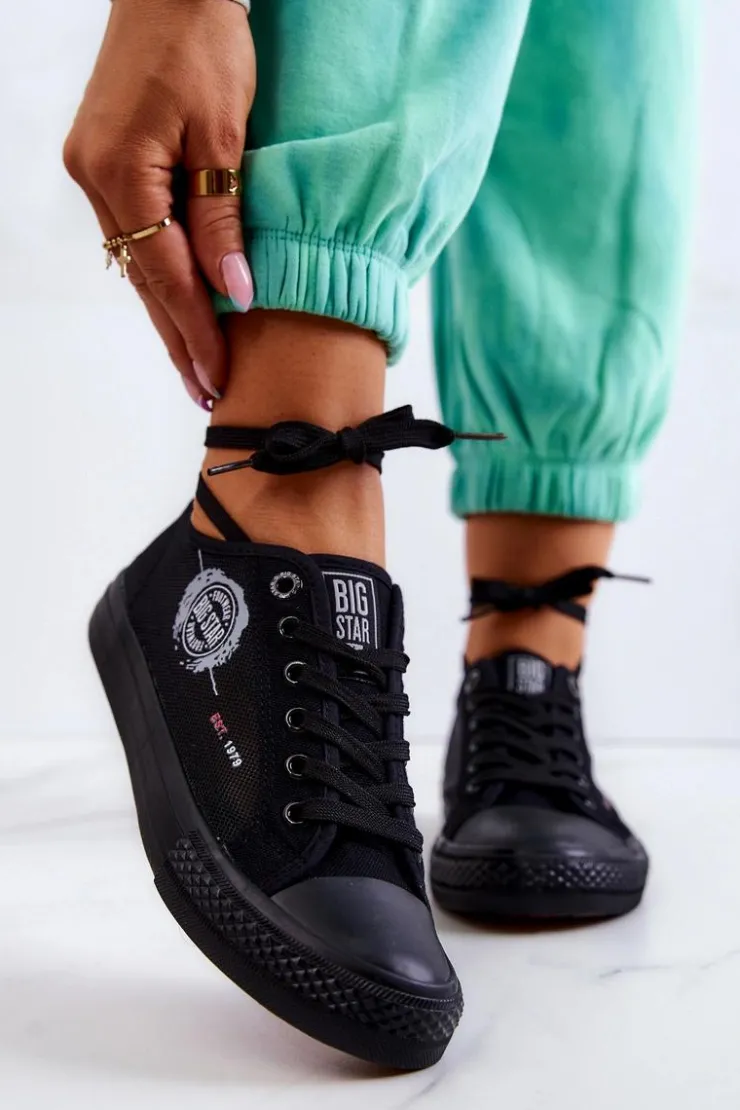 Outlet Big Star Shoes Damskie Tenisówki Trampki BIG STAR JJ274A256 Czarne Czarny