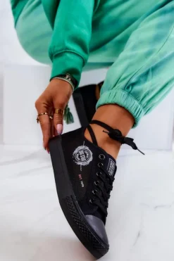 Outlet Big Star Shoes Damskie Tenisówki Trampki BIG STAR JJ274A256 Czarne Czarny