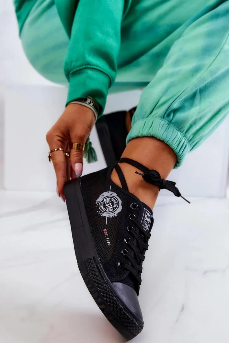 Outlet Big Star Shoes Damskie Tenisówki Trampki BIG STAR JJ274A256 Czarne Czarny