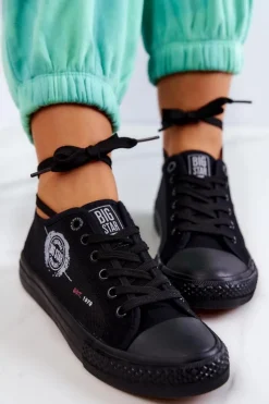 Outlet Big Star Shoes Damskie Tenisówki Trampki BIG STAR JJ274A256 Czarne Czarny