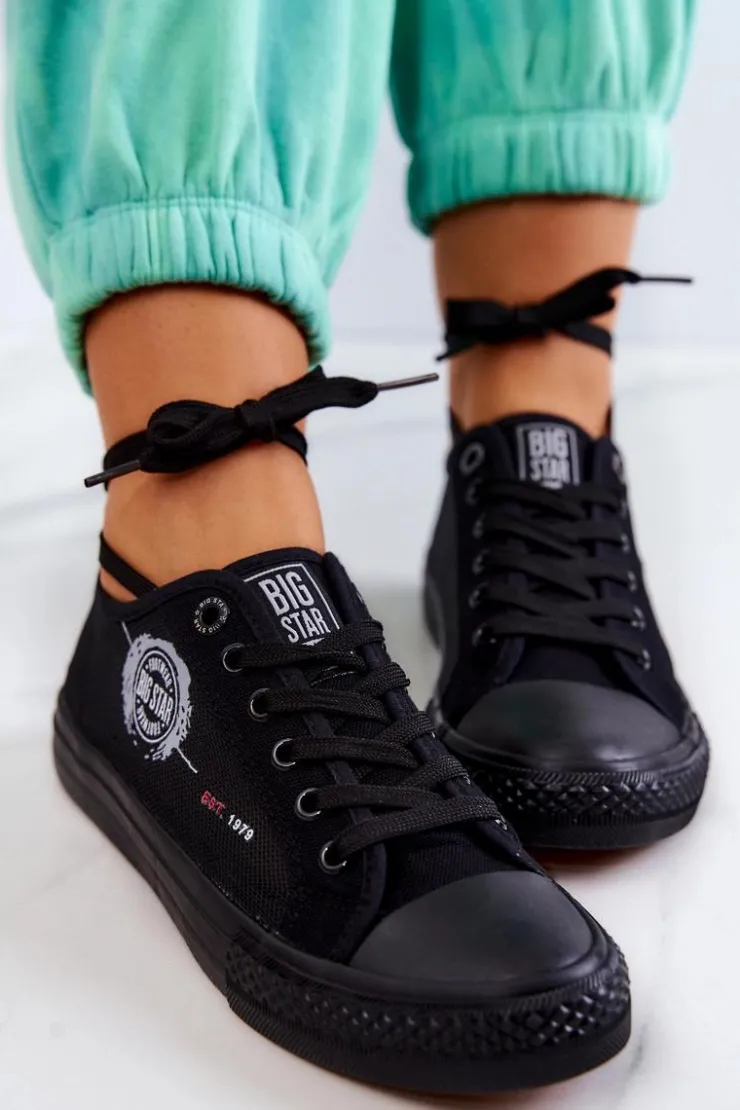 Outlet Big Star Shoes Damskie Tenisówki Trampki BIG STAR JJ274A256 Czarne Czarny