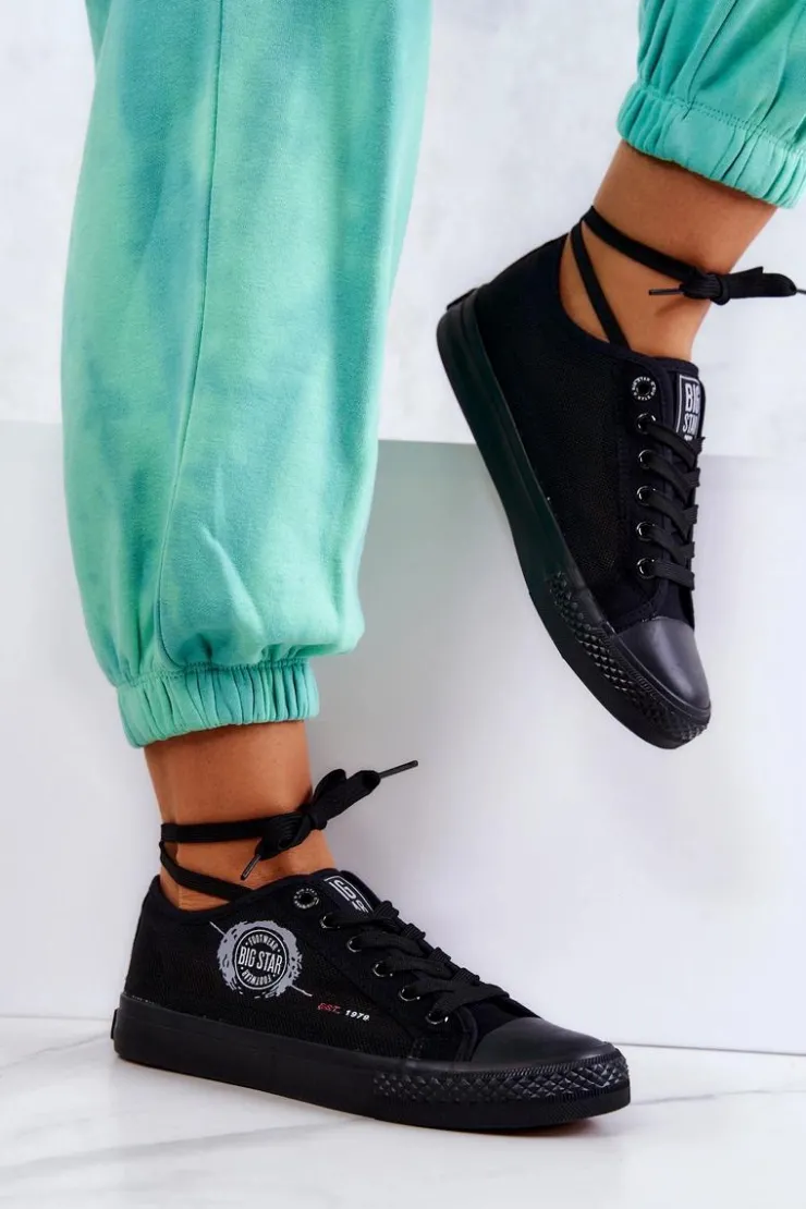 Outlet Big Star Shoes Damskie Tenisówki Trampki BIG STAR JJ274A256 Czarne Czarny