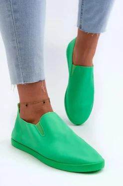 Boto Trampki Damskie Slip-On|Trampki Damskie Niskie*Damskie Tenisówki Trampki Slip-On Zielone Lovinia Zielony