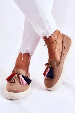 Online Boto Damskie Tenisówki Trampki Slip-On Brązowe Venira