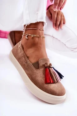 Online Boto Damskie Tenisówki Trampki Slip-On Brązowe Venira