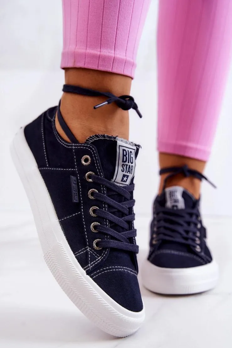 Big Star Shoes Trampki Damskie Big Star|Trampki Damskie Niskie*Damskie Tenisówki Trampki BIG STAR JJ274099 Granatowe