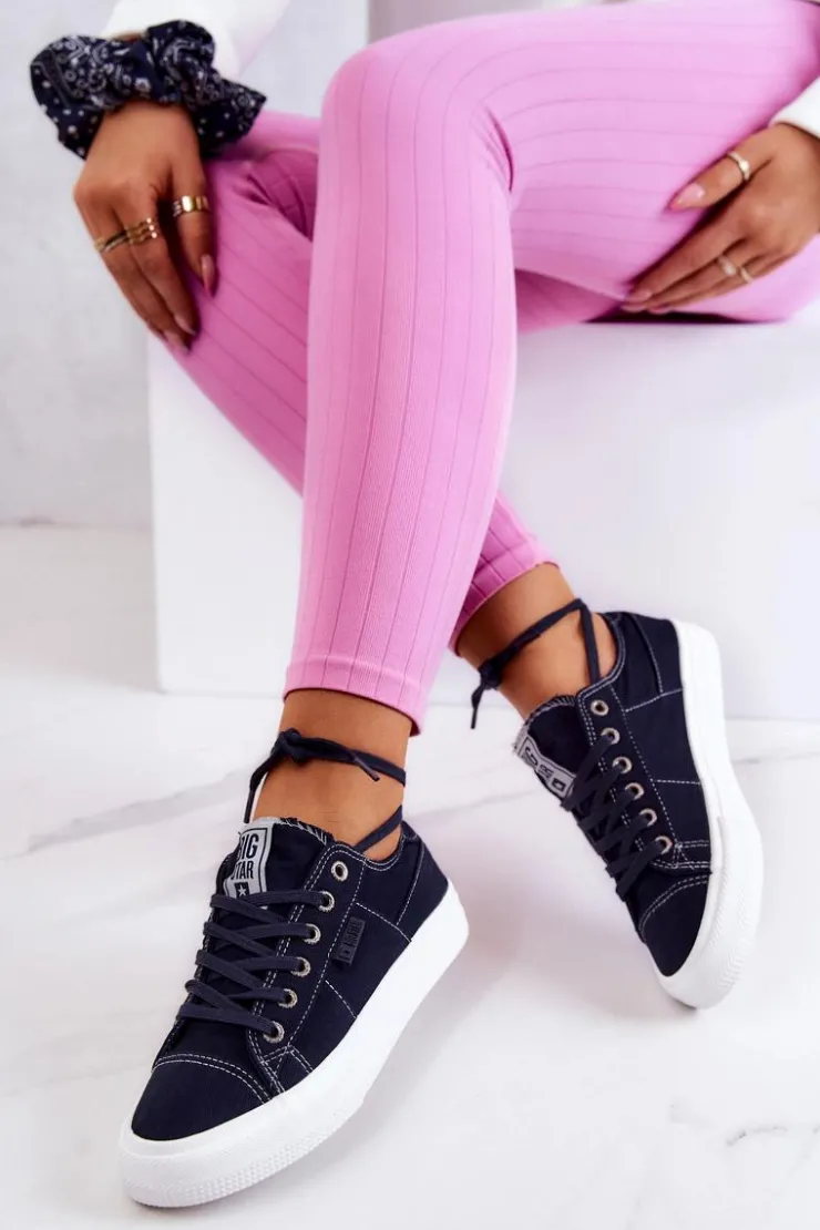 Big Star Shoes Trampki Damskie Big Star|Trampki Damskie Niskie*Damskie Tenisówki Trampki BIG STAR JJ274099 Granatowe