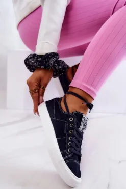 Big Star Shoes Trampki Damskie Big Star|Trampki Damskie Niskie*Damskie Tenisówki Trampki BIG STAR JJ274099 Granatowe