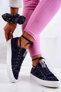 Big Star Shoes Trampki Damskie Big Star|Trampki Damskie Niskie*Damskie Tenisówki Trampki BIG STAR JJ274099 Granatowe