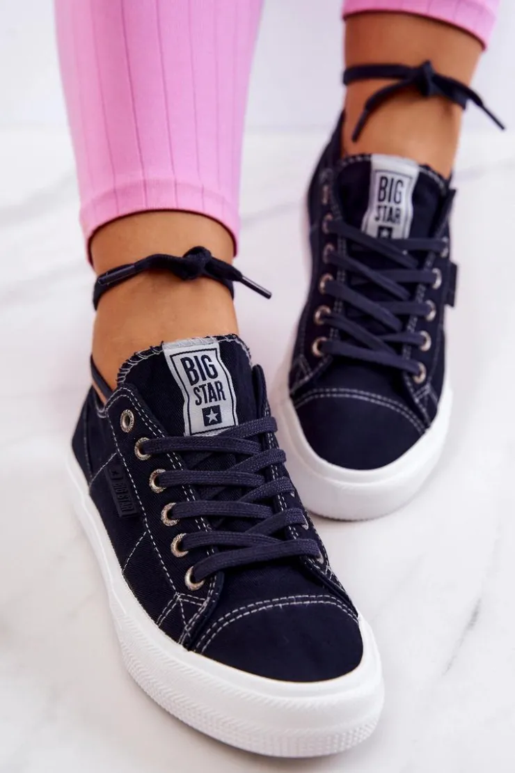 Big Star Shoes Trampki Damskie Big Star|Trampki Damskie Niskie*Damskie Tenisówki Trampki BIG STAR JJ274099 Granatowe