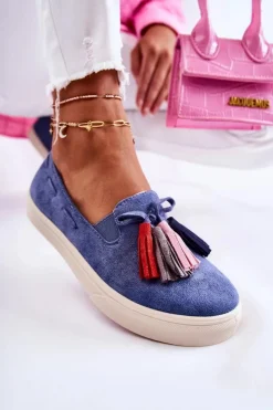 Boto Trampki Damskie Slip-On*Damskie Tenisówki Trampki Slip-On Niebieskie Venira