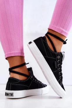 Outlet Big Star Shoes Damskie Tenisówki Trampki BIG STAR JJ274098 Czarne