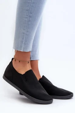 Outlet Boto Damskie Tenisówki Trampki Slip-On Czarne Lovinia Czarny