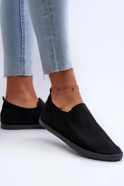 Outlet Boto Damskie Tenisówki Trampki Slip-On Czarne Lovinia Czarny