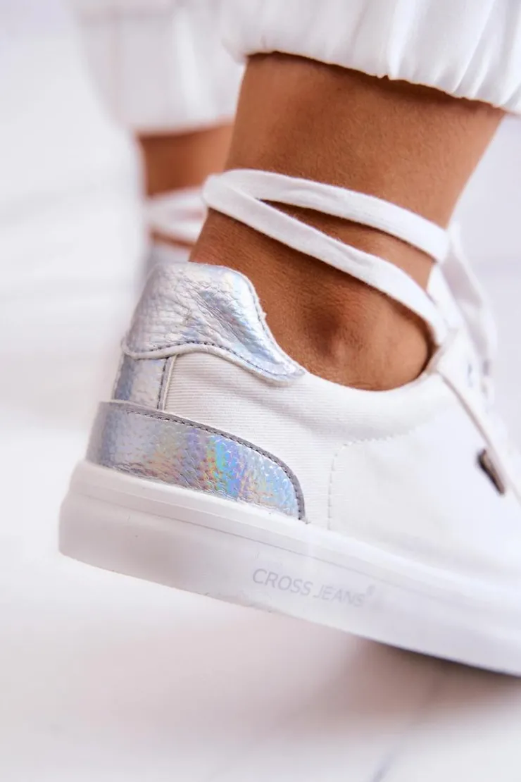 Damskie Cross Jeans Damskie Tenisówki Wiązane JJ2R4038C Białe
