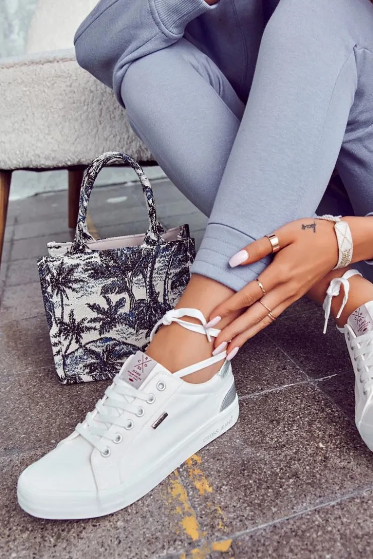 Damskie Cross Jeans Damskie Tenisówki Wiązane JJ2R4038C Białe