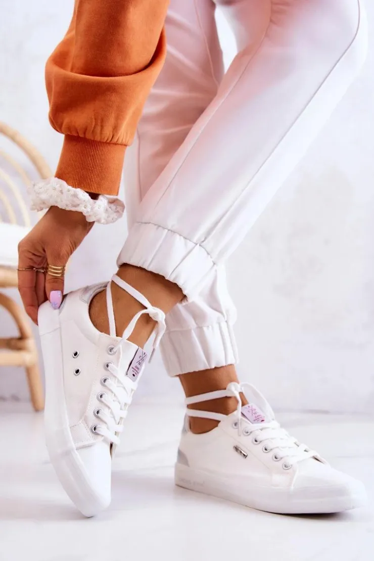 Damskie Cross Jeans Damskie Tenisówki Wiązane JJ2R4038C Białe