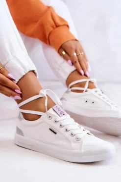 Damskie Cross Jeans Damskie Tenisówki Wiązane JJ2R4038C Białe