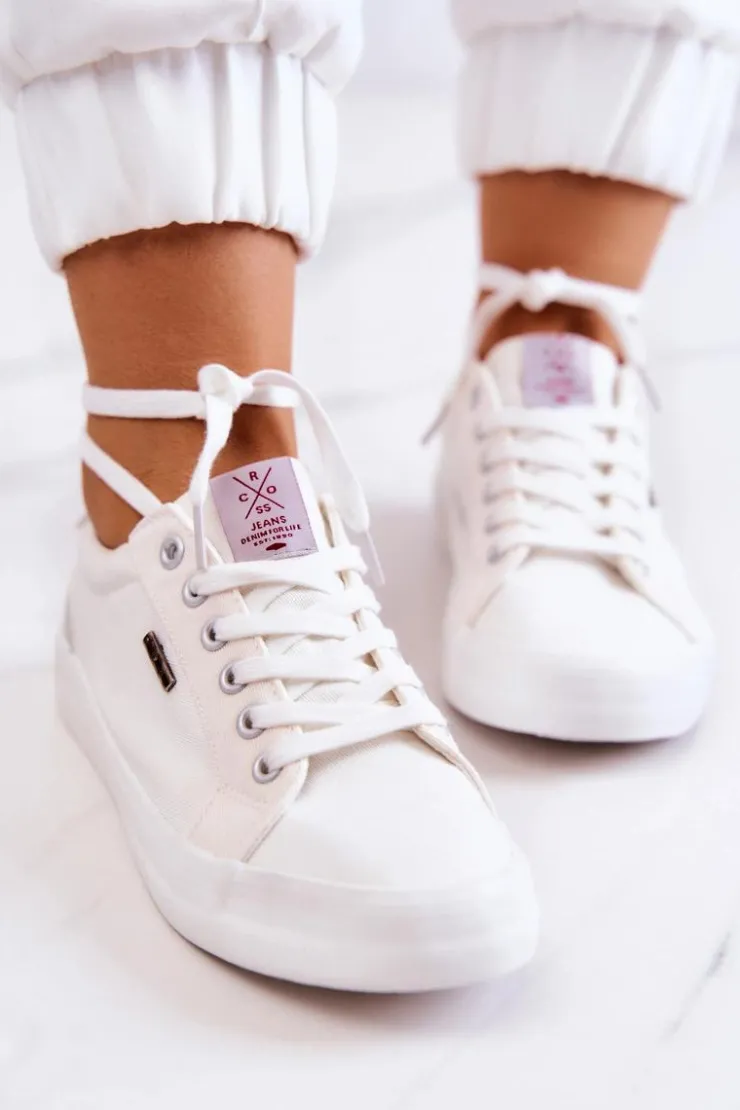Damskie Cross Jeans Damskie Tenisówki Wiązane JJ2R4038C Białe