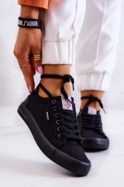Damskie Cross Jeans Damskie Tenisówki Wiązane JJ2R4039C Czarne