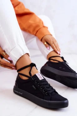 Damskie Cross Jeans Damskie Tenisówki Wiązane JJ2R4039C Czarne