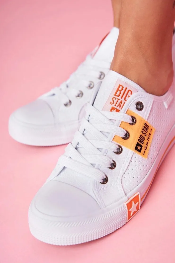 Hot Big Star Shoes Damskie Trampki Big Star Ażurowe FF274035 Białe