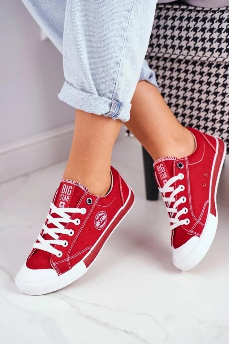 Damskie Big Star Shoes Damskie Trampki Big Star Czerwone FF274226