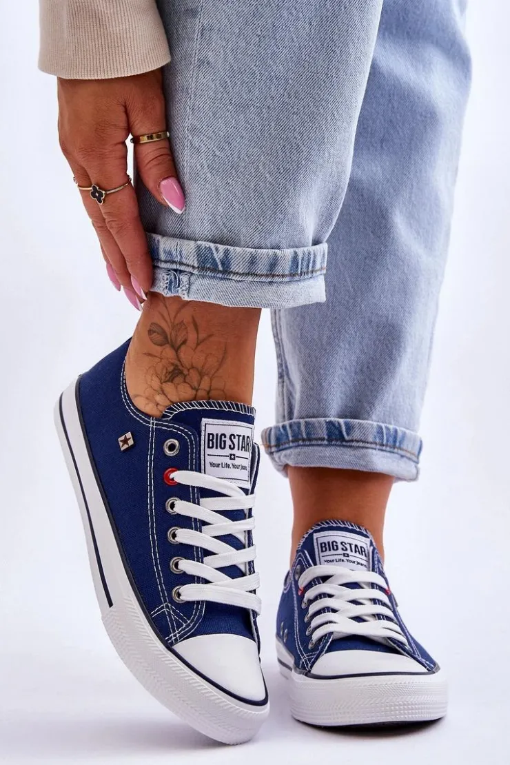 Outlet Big Star Shoes Damskie Trampki Big Star T274021 Granatowe