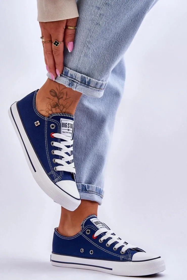 Outlet Big Star Shoes Damskie Trampki Big Star T274021 Granatowe