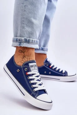 Outlet Big Star Shoes Damskie Trampki Big Star T274021 Granatowe