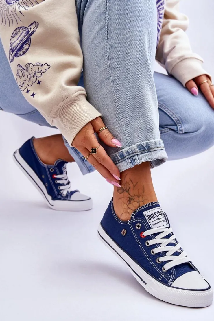 Outlet Big Star Shoes Damskie Trampki Big Star T274021 Granatowe