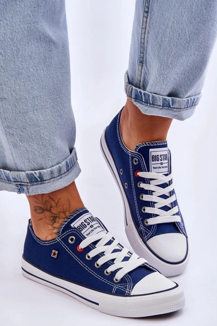 Outlet Big Star Shoes Damskie Trampki Big Star T274021 Granatowe