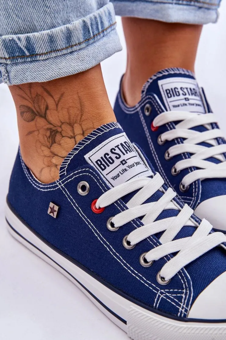 Outlet Big Star Shoes Damskie Trampki Big Star T274021 Granatowe