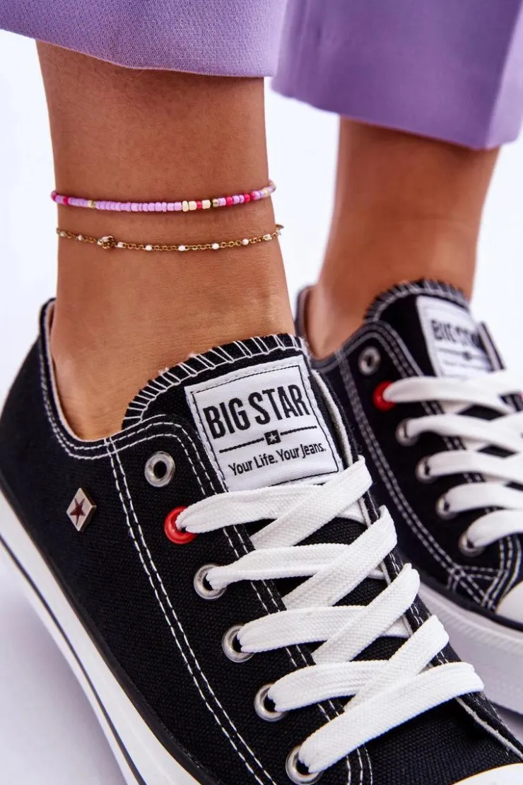 Big Star Shoes Trampki Damskie Big Star|Trampki Damskie Niskie*Damskie Trampki Big Star T274023 Czarne