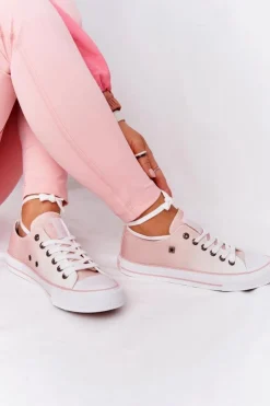 Big Star Shoes Trampki Damskie Big Star|Trampki Damskie Niskie*Damskie Trampki BIG STAR HH274127 Ombre Różowe