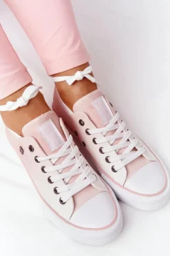 Big Star Shoes Trampki Damskie Big Star|Trampki Damskie Niskie*Damskie Trampki BIG STAR HH274127 Ombre Różowe