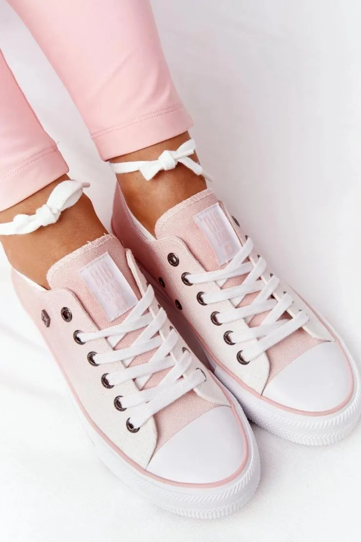 Big Star Shoes Trampki Damskie Big Star|Trampki Damskie Niskie*Damskie Trampki BIG STAR HH274127 Ombre Różowe