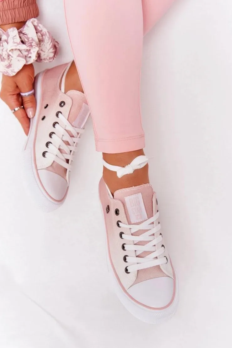 Big Star Shoes Trampki Damskie Big Star|Trampki Damskie Niskie*Damskie Trampki BIG STAR HH274127 Ombre Różowe