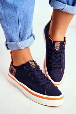 Big Star Shoes Trampki Damskie Big Star|Trampki Damskie Niskie*Damskie Trampki Big Star Granatowe FF274A070