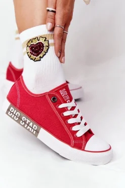 Damskie Big Star Shoes Damskie Trampki BIG STAR HH274115 Czerwone