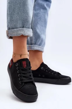 Big Star Shoes Trampki Damskie Big Star|Trampki Damskie Niskie*Damskie Trampki BIG STAR HH274133 Czarne Czarny