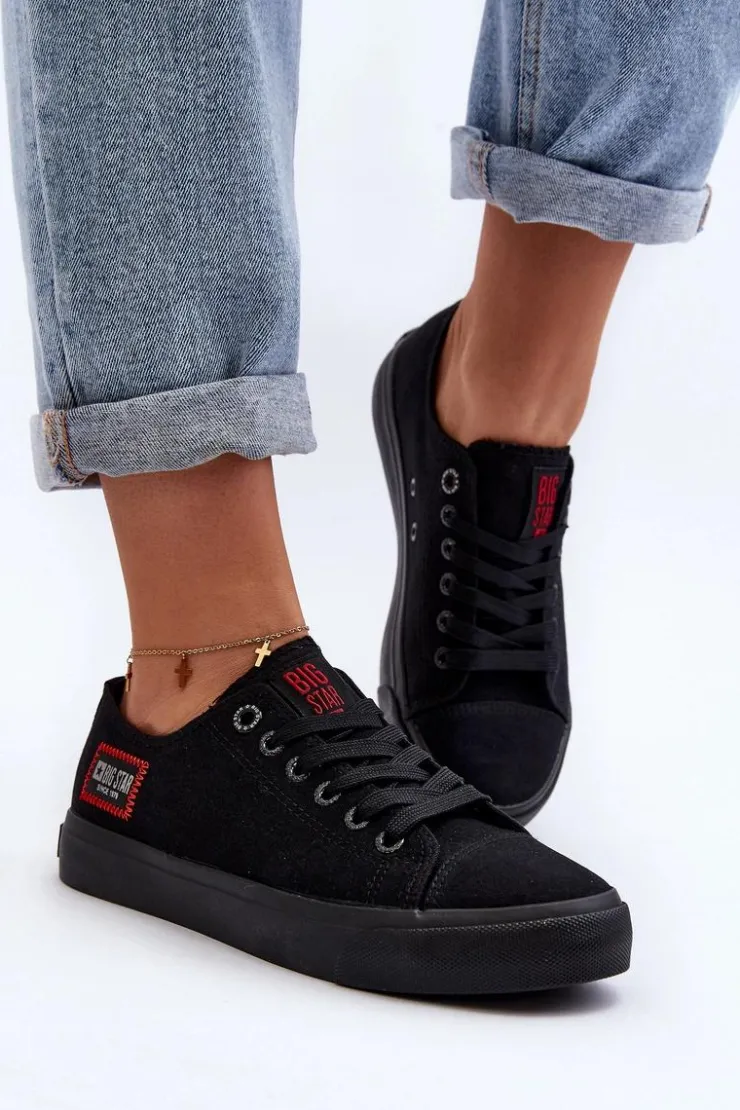 Big Star Shoes Trampki Damskie Big Star|Trampki Damskie Niskie*Damskie Trampki BIG STAR HH274133 Czarne Czarny