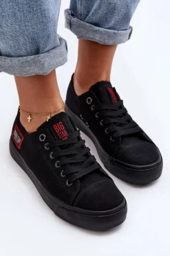 Big Star Shoes Trampki Damskie Big Star|Trampki Damskie Niskie*Damskie Trampki BIG STAR HH274133 Czarne Czarny