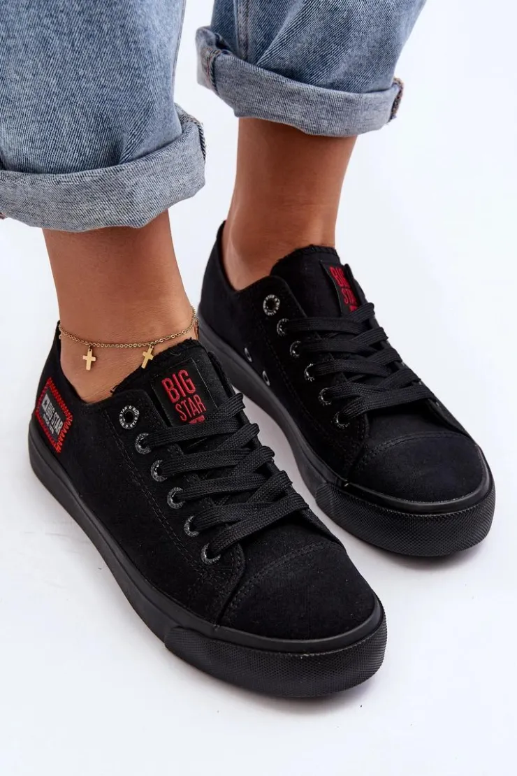 Big Star Shoes Trampki Damskie Big Star|Trampki Damskie Niskie*Damskie Trampki BIG STAR HH274133 Czarne Czarny
